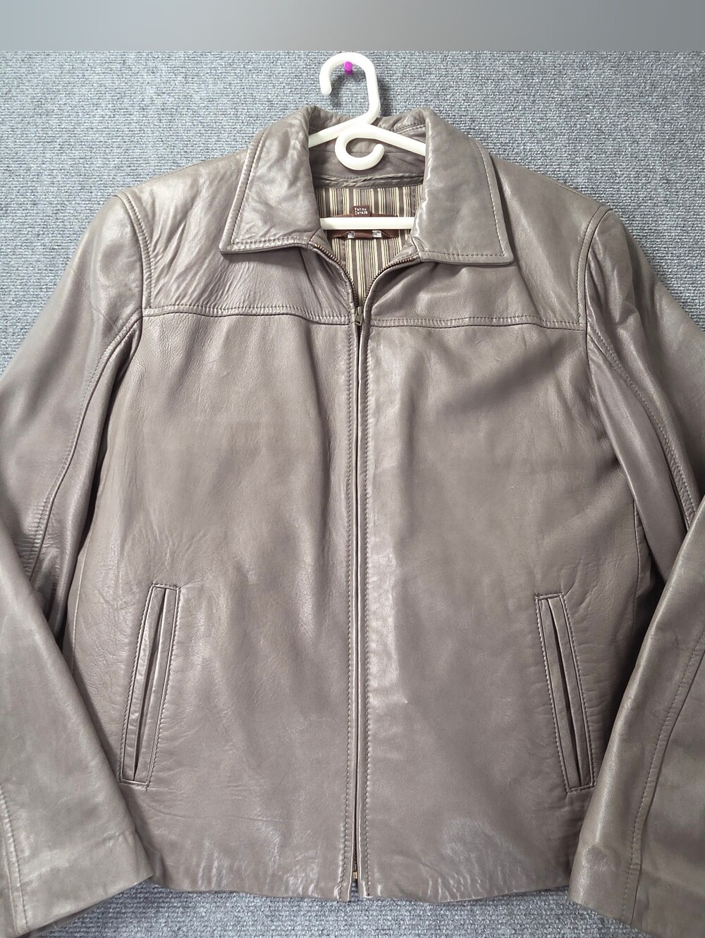 Vintage Danier Italian Leather Jacket Mens Large Made In Canada Gray With Liner